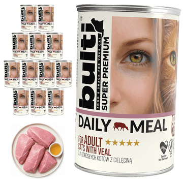 BULTI Daily Meal Adult mokra hrana za mačke, teletina, 12x400 g, potpuna hrana