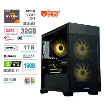 MEGA MT S7X računalo, AMD Ryzen 7-5700X, 32GB, SSD1TB, RTX5060Ti, FreeDOS