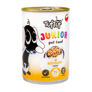 TufTuf Junior mokra hrana za pse Perad, konzerva 415g za štenad