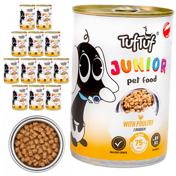 TufTuf JUNIOR mokra hrana za štenad perad konzerva 12x415g komadići u umaku