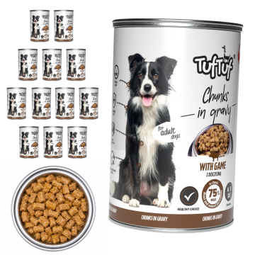 TufTuf mokra hrana za psa s divljači, konzerva 12x415g, komadići u umaku