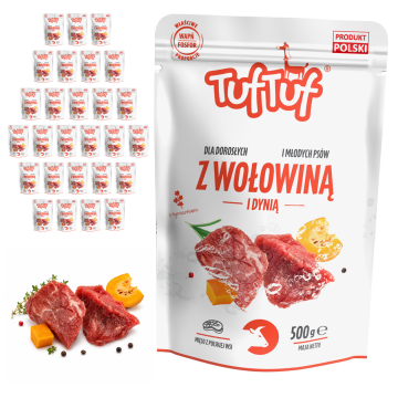 TufTuf mokra hrana za pse govedina i bundeva, vrećica 30x500g, pašteta