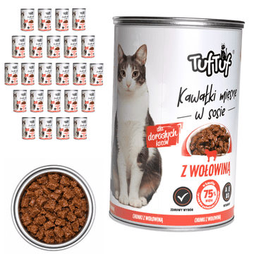 TufTuf mokra hrana za mačke govedina limenka 24x415g komadići u umaku