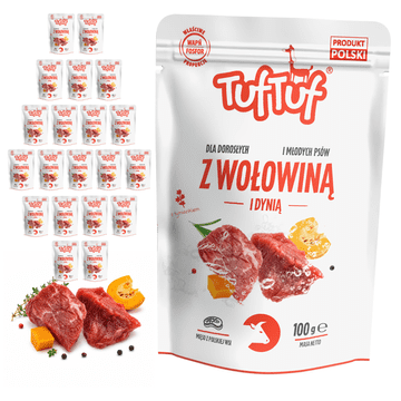 TufTuf mokra hrana za pse govedina i bundeva, vrećica 20x100g pašteta