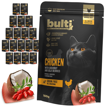 BULTI Superfood mokra hrana za mačke piletina, kokos i bobice 20x100g