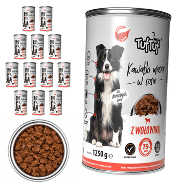 TufTuf mokra hrana za pse govedina konzerva 12x1250g komadići u umaku