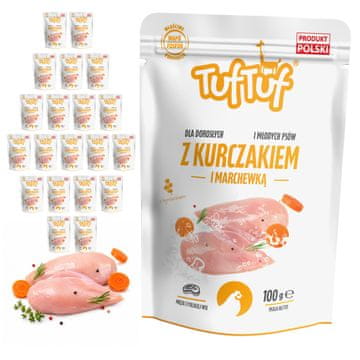 TufTuf mokra hrana za pse Piletina i mrkva, vrećica 20x100g pašteta