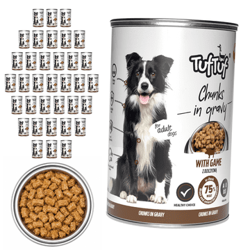TufTuf mokra hrana za psa Divljač konzerva 36x415g Komadići u umaku
