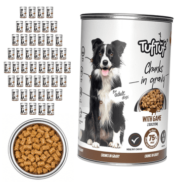 TufTuf mokra hrana za pse Divljač konzerva 48x415g Komadići u umaku