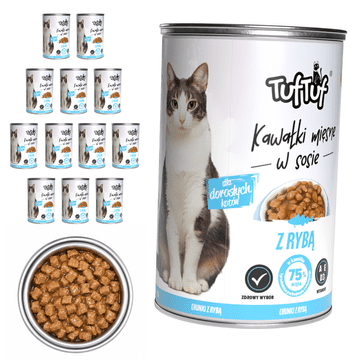TufTuf mokra hrana za mačke Riba konzerva 12x415g Komadići u umaku
