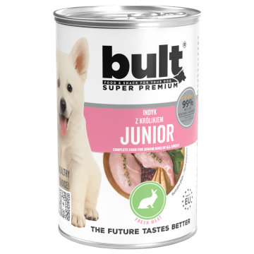 BULT BULT Junior mokra hrana za pse, puretina i kunić, konzerva 400 g