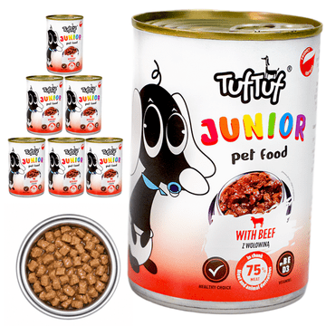 TufTuf Junior potpuna hrana za štenad s govedinom u umaku 6x415g