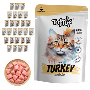 TufTuf mokra hrana za mačke, puretina, vrećica 30x100g pašteta