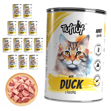 TufTuf mokra hrana za mačku, pačje meso, konzerva 12x400g