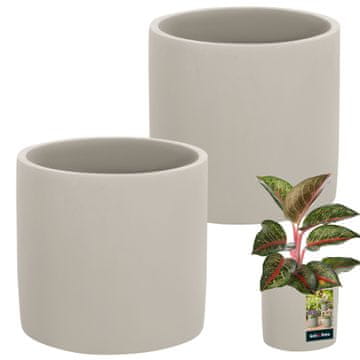 Keramička posuda za cvijeće, beton, 14,5 cm, set od 2 kom
