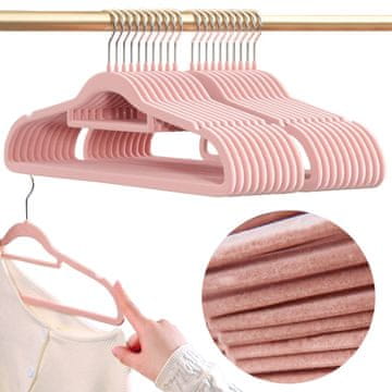 Severno Komplet velur vješalica MAGIC VELVET, 20 kom., ružičasta