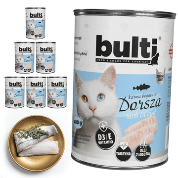 BULTI mokra hrana za mačke s bakalarom, konzerva 6x400g