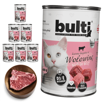 BULTI mokra hrana za mačke govedina, konzerva 6x400g