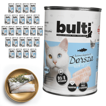 BULTI mokra hrana za mačke bakalar konzerva 24x400g