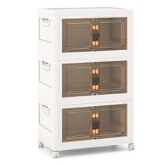 Costway Set od 3 složive kutije za pohranu s poklopcima, kotačićima i vratima 49,5x31,5x86 cm