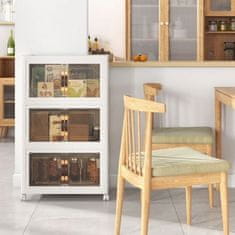 Costway Set od 3 složive kutije za pohranu s poklopcima, kotačićima i vratima 49,5x31,5x86 cm