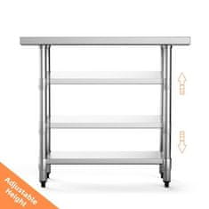 Costway Radni stol za kuhinju 92x61x90 cm od nehrđajućeg čelika s međuprostorom