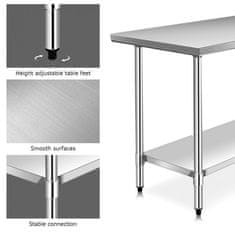 Costway Radni stol za kuhinju 122x61x90 cm od nehrđajućeg čelika