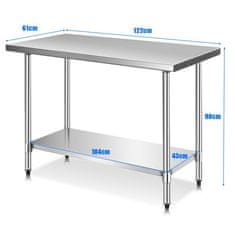 Costway Radni stol za kuhinju 122x61x90 cm od nehrđajućeg čelika