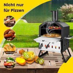 Costway Vanjska pizza pećnica s ručkama protiv opeklina i sklopivim nogama crna