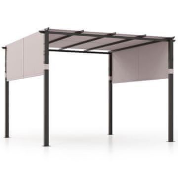Costway Pergola s ravnim krovom 305x305 cm siva s uvlačivim krovom i čvrstim metalnim okvirom