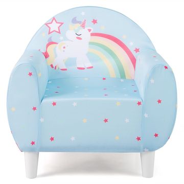 Costway Dječji sofa s naslonom i naslonom za ruke plavi