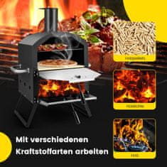 Costway Vanjska pizza pećnica s ručkama protiv opeklina i sklopivim nogama crna