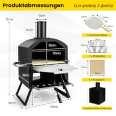 Costway Vanjska pizza pećnica s ručkama protiv opeklina i sklopivim nogama crna