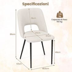 Costway Set od 2 stolice za blagovaonicu 48,5x57x85 cm bež