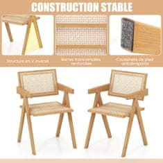 Costway Set od 4 stolice za blagovaonicu 50x52x81 cm prirodne boje
