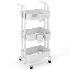 Costway Troler s 3 razine, 3 viseće šalice i 6 kuka, bijeli