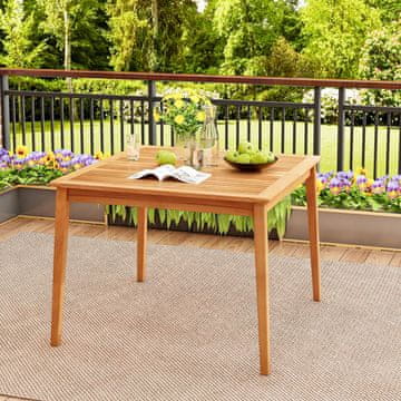 Costway Trpezarijski kvadratni bistro stol 99x99 cm s rupom za suncobran od 5 cm