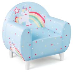 Costway Dječji sofa s naslonom i naslonom za ruke plavi