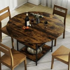 Costway Okrugli blagovaonski stol 120 cm za 4-6 osoba smeđi metalni okvir