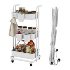 Costway Troler s 3 razine, 3 viseće šalice i 6 kuka, bijeli