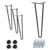 BB Set od 4 nogu za namještaj tipa Hairpin, visina 41 cm, 2 šipke, crna boja s plastičnim stopicama