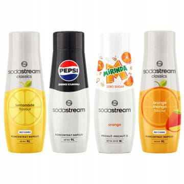 SodaStream SODASTREAM sirupi Pepsi Zero, Mirinda Zero, Orange-Mango i Lemonade, 4 komada