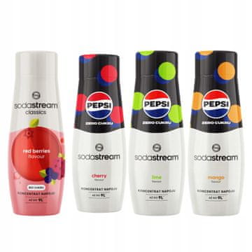 Set od 4 sirupa za Sodastream Šumsko voće + Pepsi Max Cherry, Lime i Mango