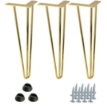 BB Set od 3 nogu za namještaj Hairpin legs zlatni sjaj visina 41cm za stolić
