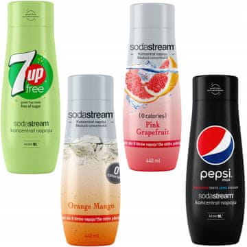 SodaStream Set od 4 koncentrata SodaStream 7UpFREE+Orange-Mango+Grejpfrut+PepsiMax