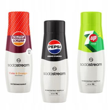 SodaStream Set od 3 koncentrata Sodastream Schwip Schwap Cola + PepsMax + 7up Free