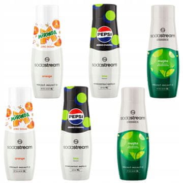 SodaStream Set siropa Sodastream: 2x Pepsi Max Lime, 2x Mirinda Zero, 2x Mojito