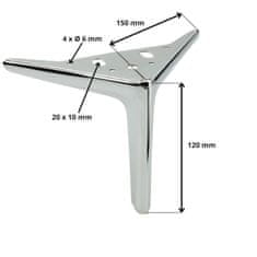 BB 4x mebelna noga Kotwica Elegant srebrni krom, visina 12 cm