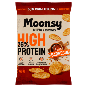 Moonsy čips od leće s okusom barbecue, 60 g