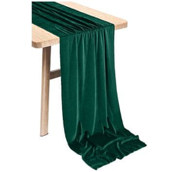 Staza od velura zelena za blagdanski stol 40x275 cm